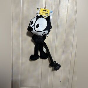 NEW DreamWorks Felix The Cat Dog Toy Rope & Clinker Squeaker Plush 12”